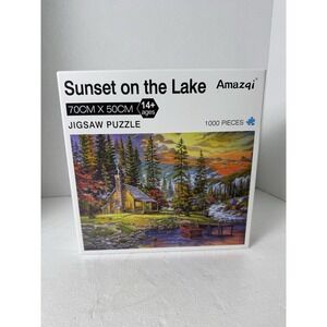 Amazqi Jigsaw Puzzles 1000pcs Puzzle Game Gift Set 70CMx50CM(Sunset on the Lake)